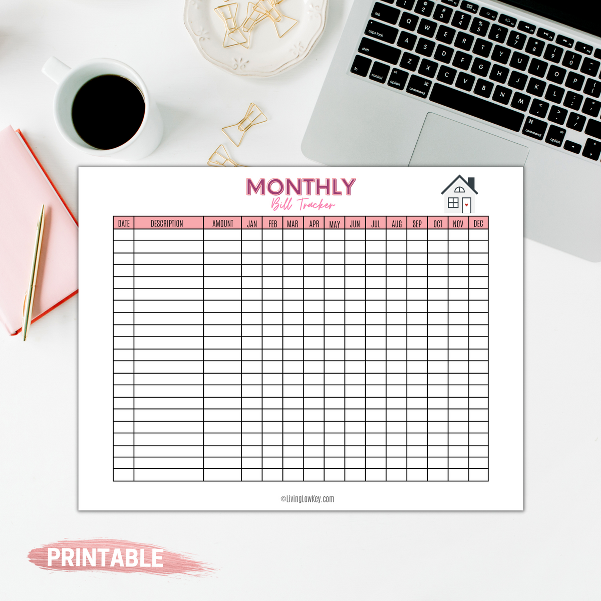 Monthly Bill Tracker Printable Digital Bill Organizer Bill Payment Budget  Planner 