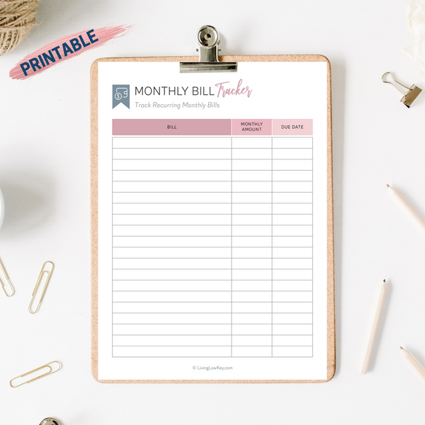 Monthly Bill Tracker Printable (Digital Download)